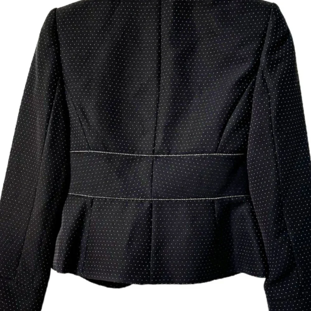 Liz Claiborne Black Tiny Dot Jacket with contrast Stitching and Bow At W… - Picture 2 of 2